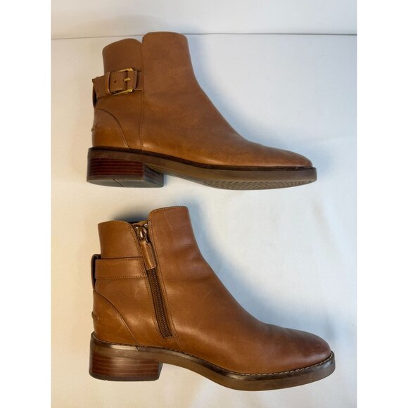 Cole Haan Hampshire Booties Women's Size 6.5B British Tan Leather Buckle Shoes - Picture 8 of 14